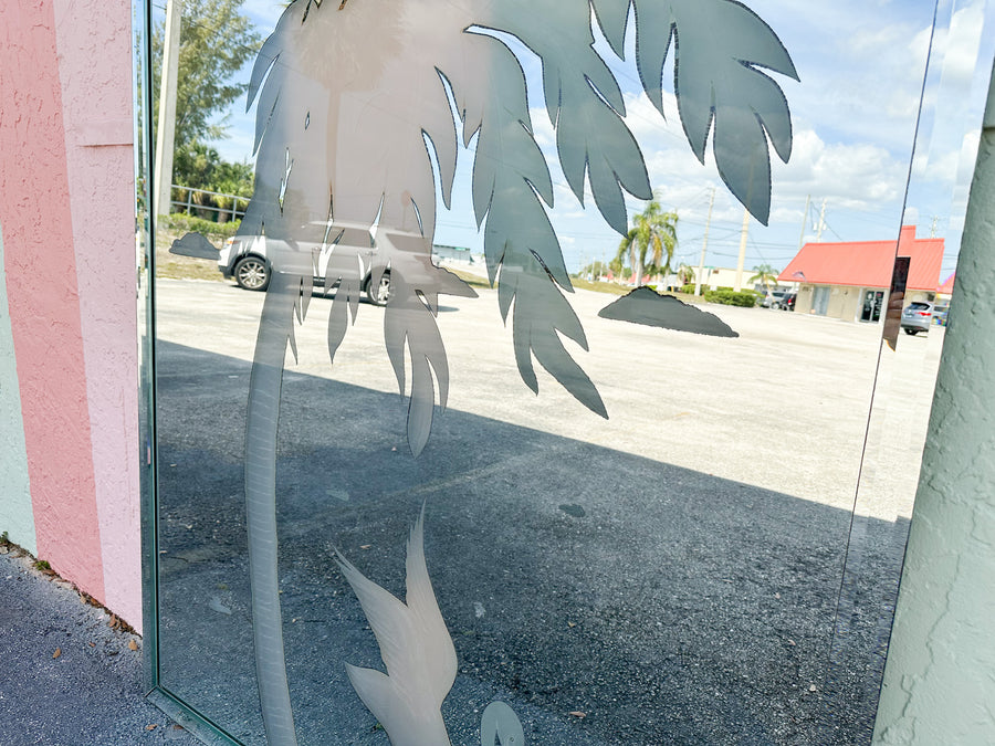 Large Heron and Palm Mirror