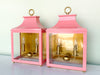 Pair of Modern Pink Pagoda Outdoor Sconces