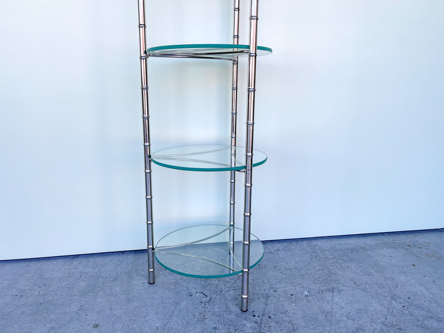 Hollywood Regency Faux Bamboo Metal Etagere