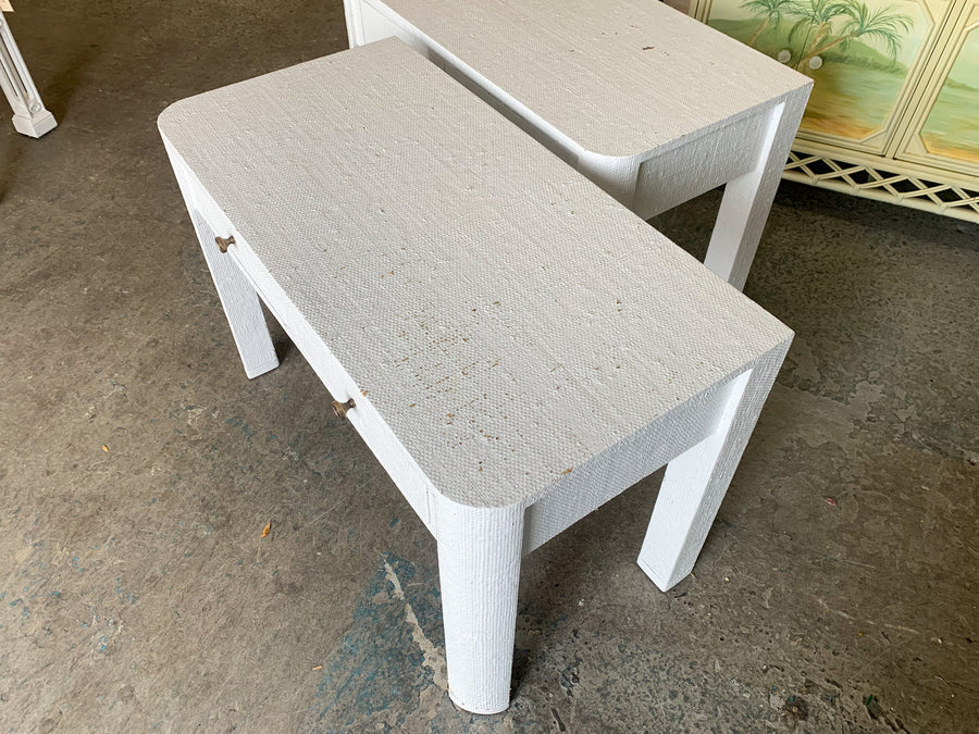 Pair of Painted Seagrass Wrapped Side Tables