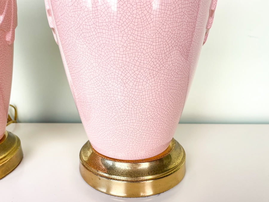 Pair of Pink Chic Crackle Lamps