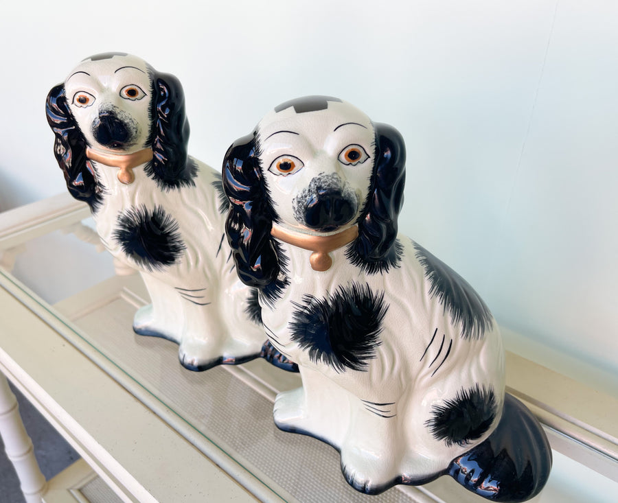 Pair of Black and White Dog Figurines