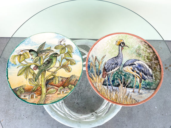 Pair of Majolica Pottery Bird Platters