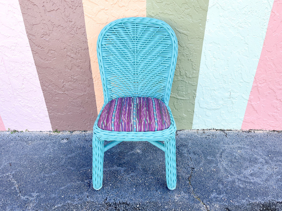 Twisted Turquoise Rattan Breakfast Set