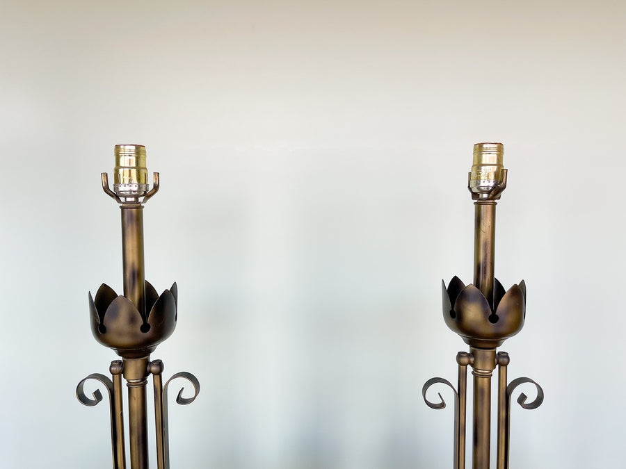 Pair of Metal Tulip Lamps