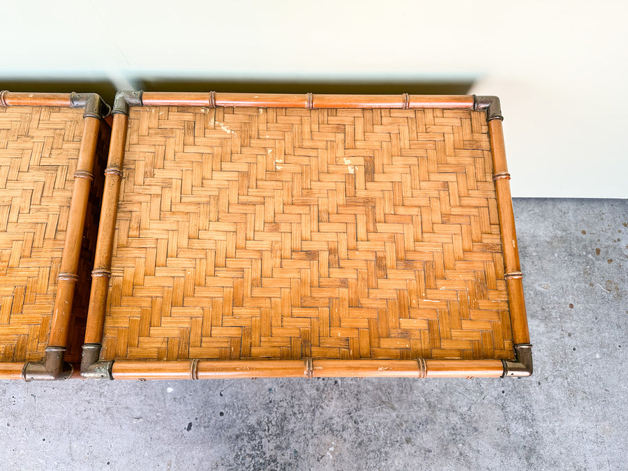 Pair of Island Style Woven Rattan Nightstands