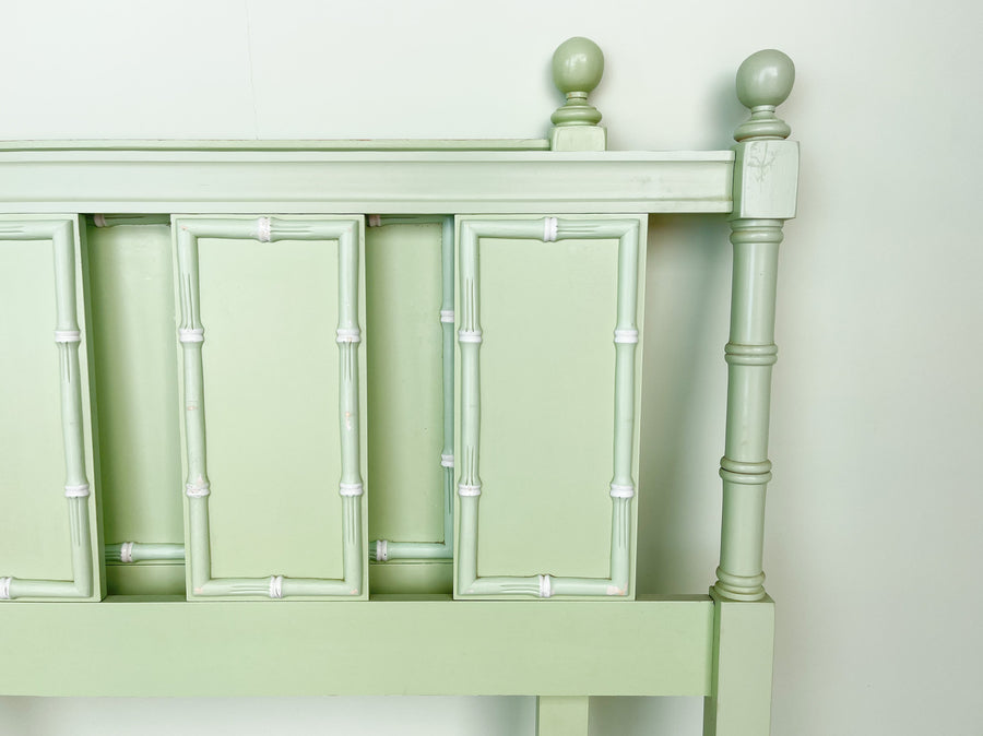 Pair of Seafoam Faux Bamboo Twin Headboards