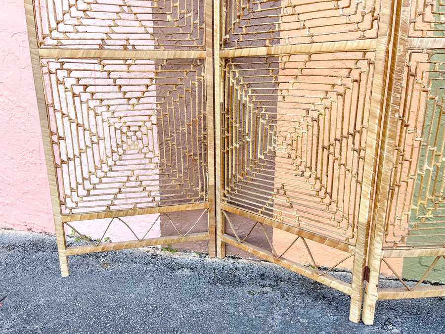 Buri Rattan Geometric Screen