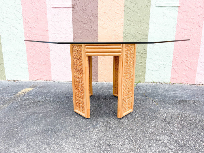 Bamboo and Woven Rattan Dining Table