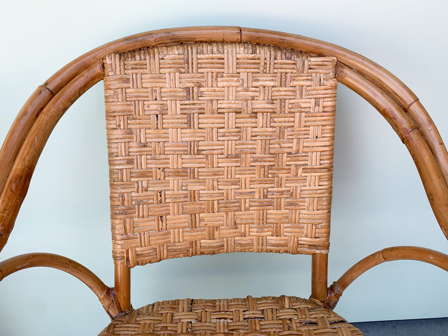 Pair of Woven Rattan Arm Chairs