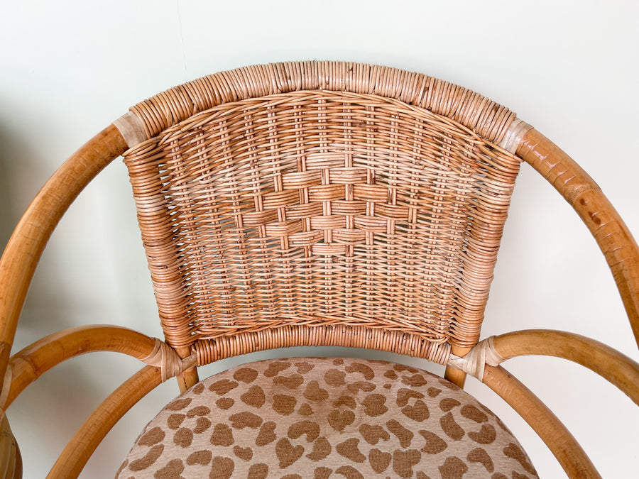 Pair of Cheetah Rattan Bar Stools
