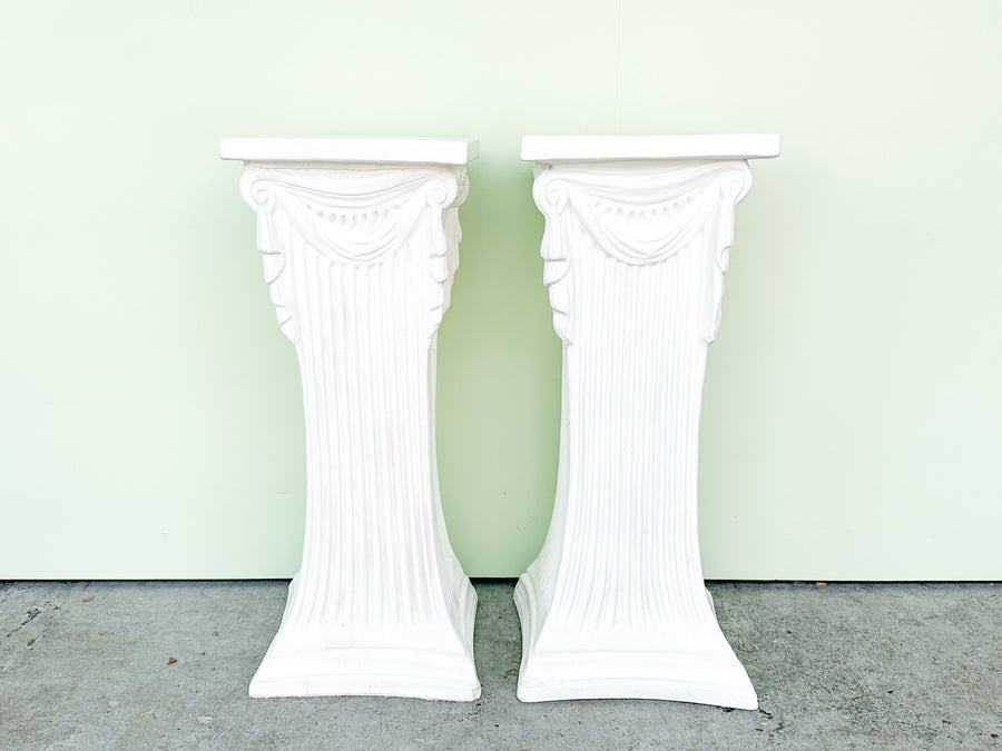 Pair of Swag and Tassel Plaster Pedestals
