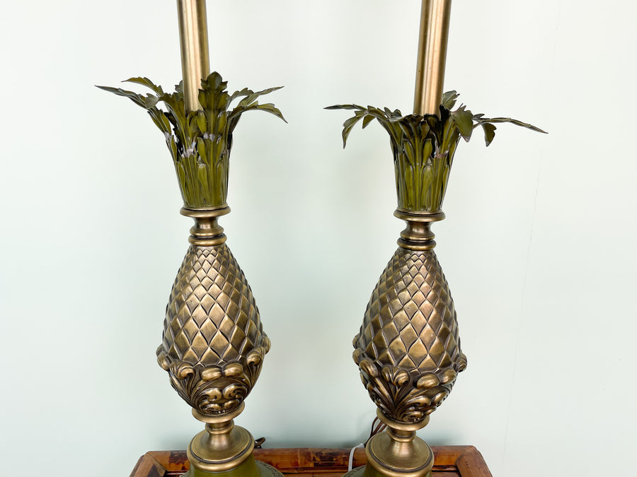 Pair of Tole Pineapple Lamps