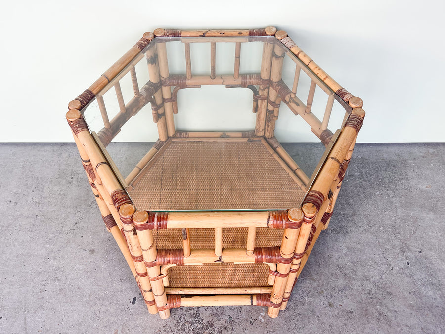 Old Florida Rattan Side Table