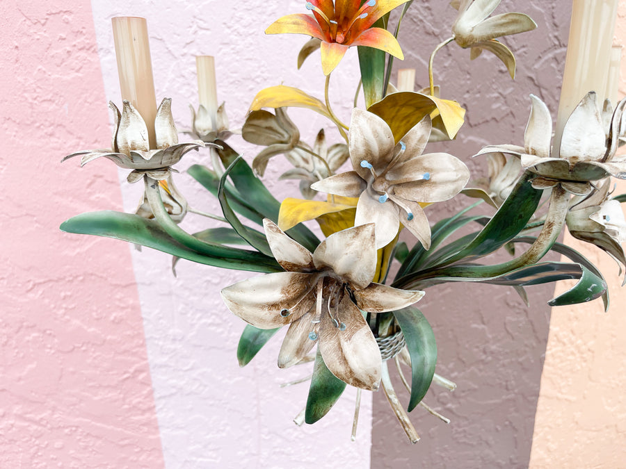 Colorful Tole Lily Chandelier