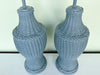 Pair of Cornflower Blue Woven Plaster Lamps