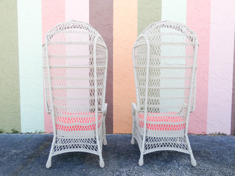 Pair of Island Chic Rattan Hooded Chairs