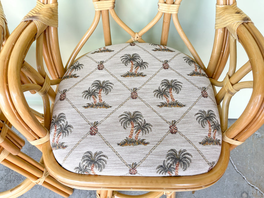 Pair of Coastal Rattan Bar Stools