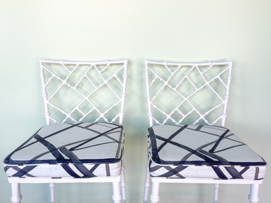 Pair of Faux Bamboo Metal Bar Stools