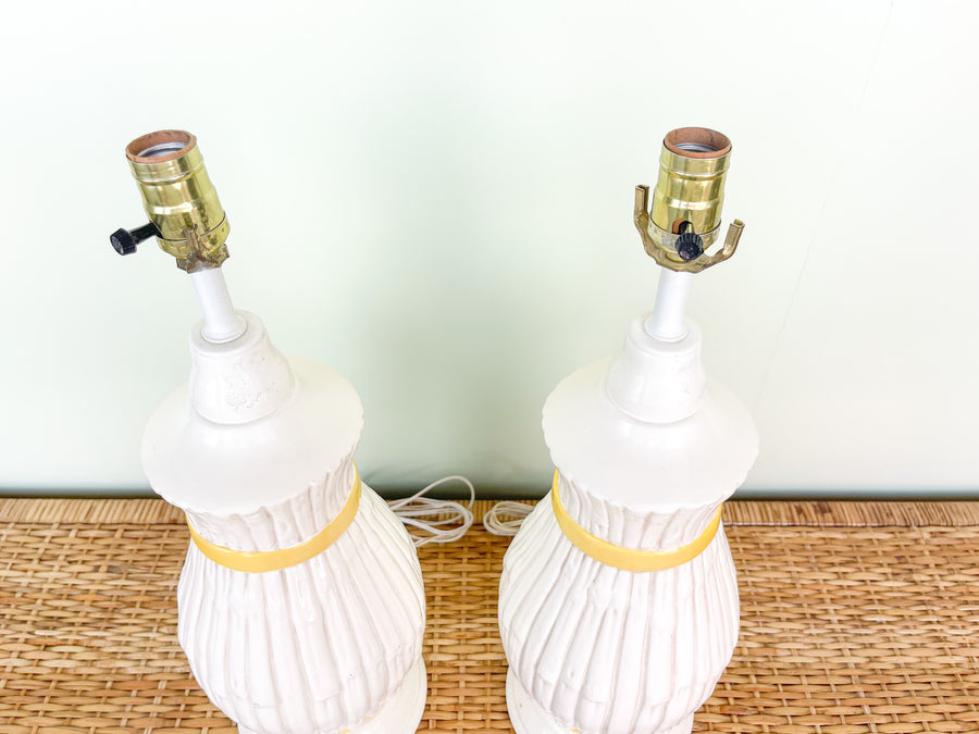 Pair of Palm Beach Chic Faux Bamboo Lamps