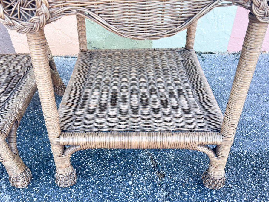 Pair of Wicker Chic Side Tables