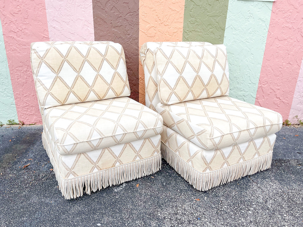 Pair of Fabulous Fringe Slipper Chairs