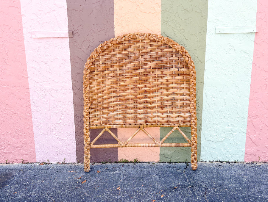 Pair of Braided Wicker Twin Headboards