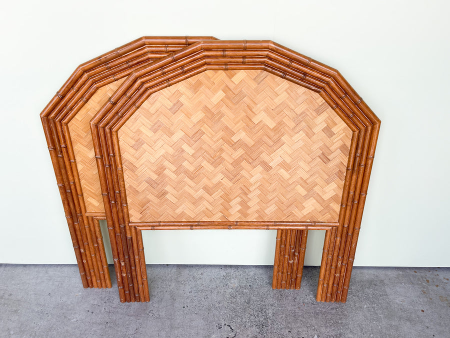 Pair of Old Florida Style Rattan Twin Headboards
