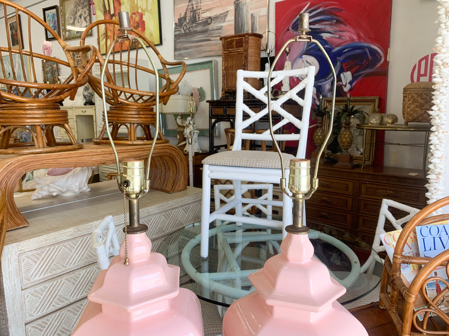 Pair of Blush Pink Ginger Jar Lamps