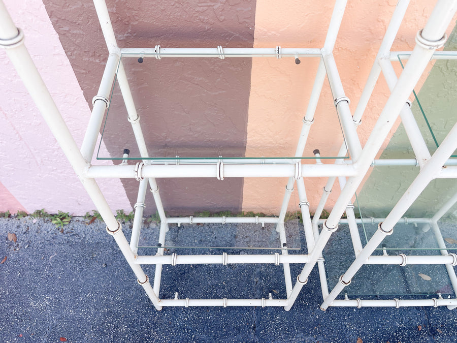 Pair of Faux Bamboo Metal Etageres