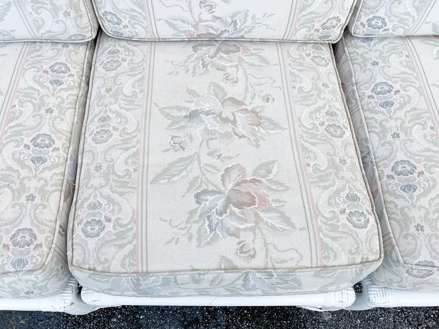Granny Chic Painted Rattan Sofa