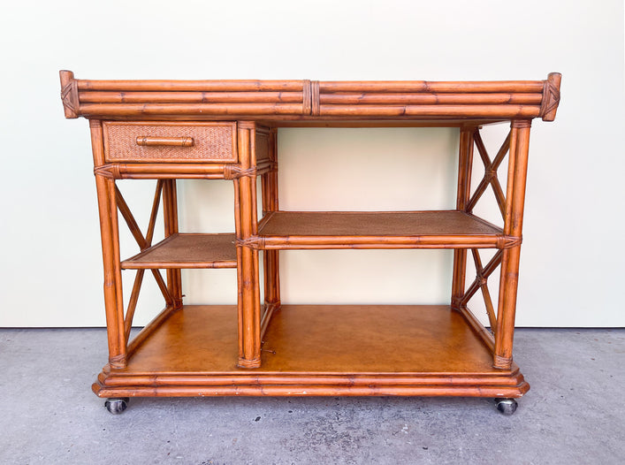West Indies Style Rattan Bar on Casters