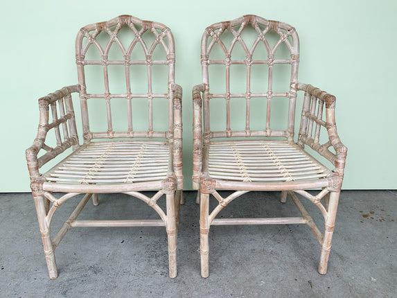 Pair of Rattan McGuire Cathedral Arm Chairs