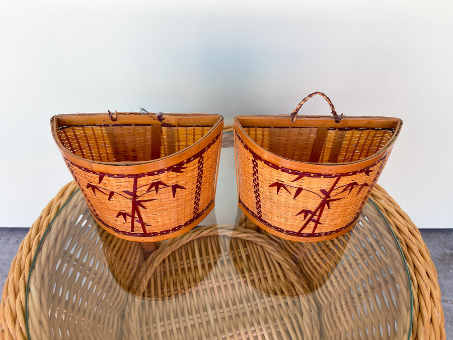 Pair of Rattan Wall Pockets