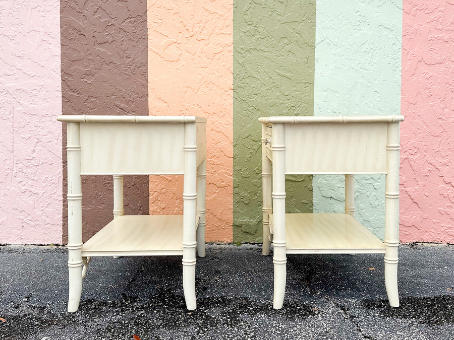 Pair of Thomasville Faux Bamboo Nightstands