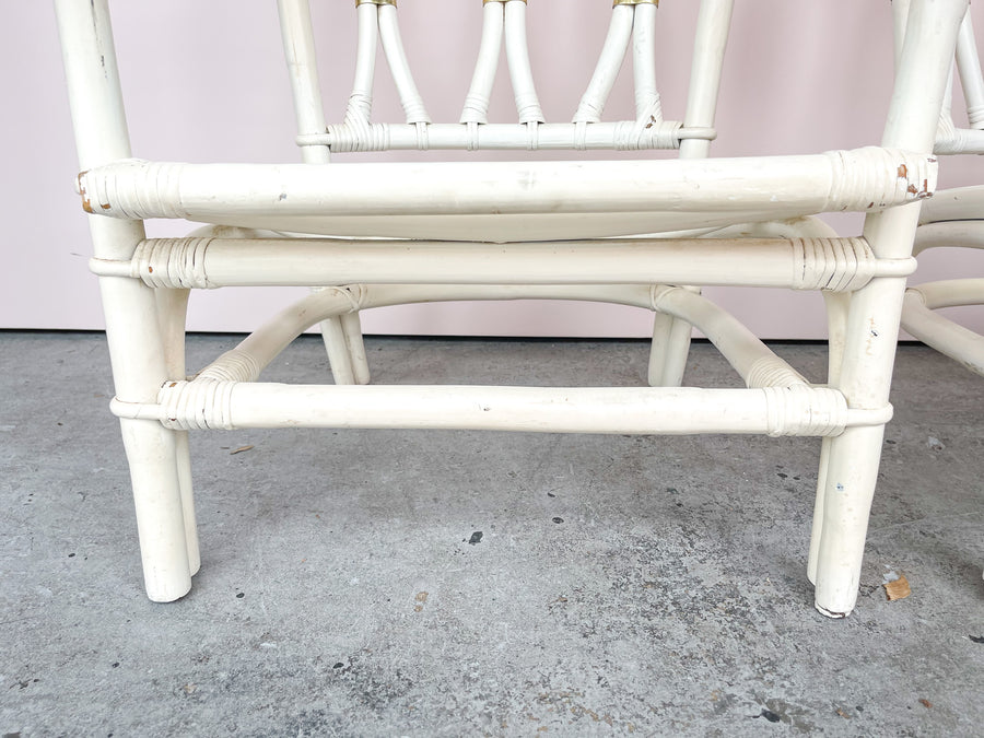 Pair of Rattan Chairs with Brass Detail