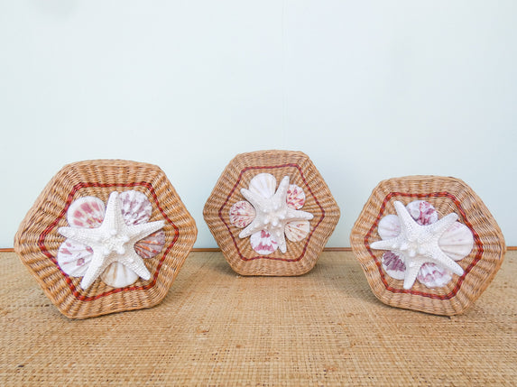 Set of Three Petite Shell Baskets