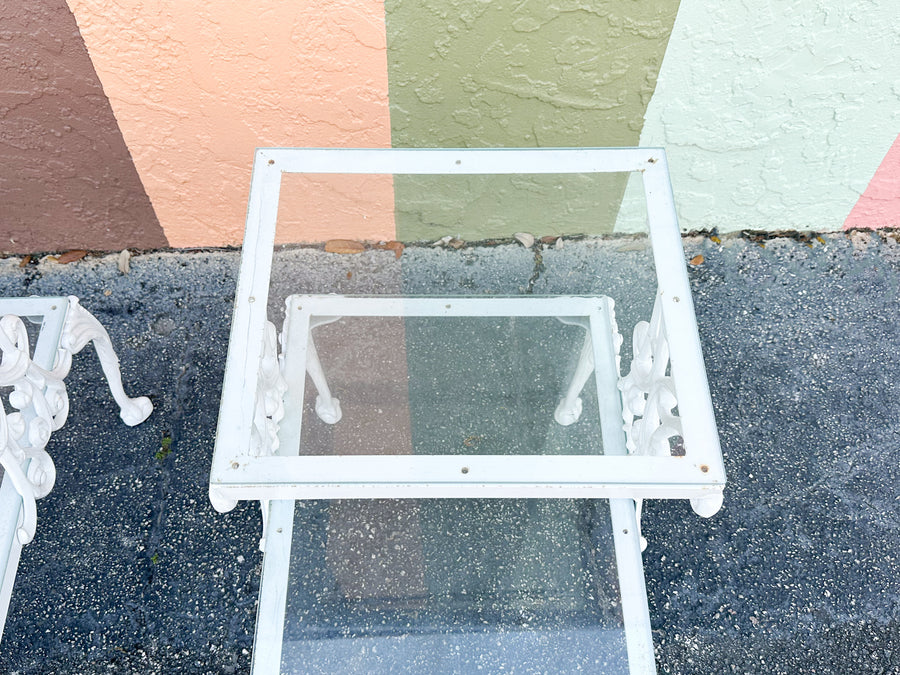 Pair of Palm Beach Chic Two Tier Side Tables