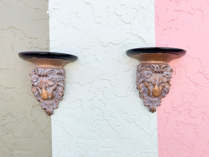 Pair of Lion Wall Sconces