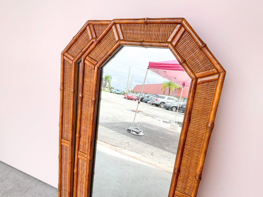 Pair of Faux Bamboo Octagon Mirrors