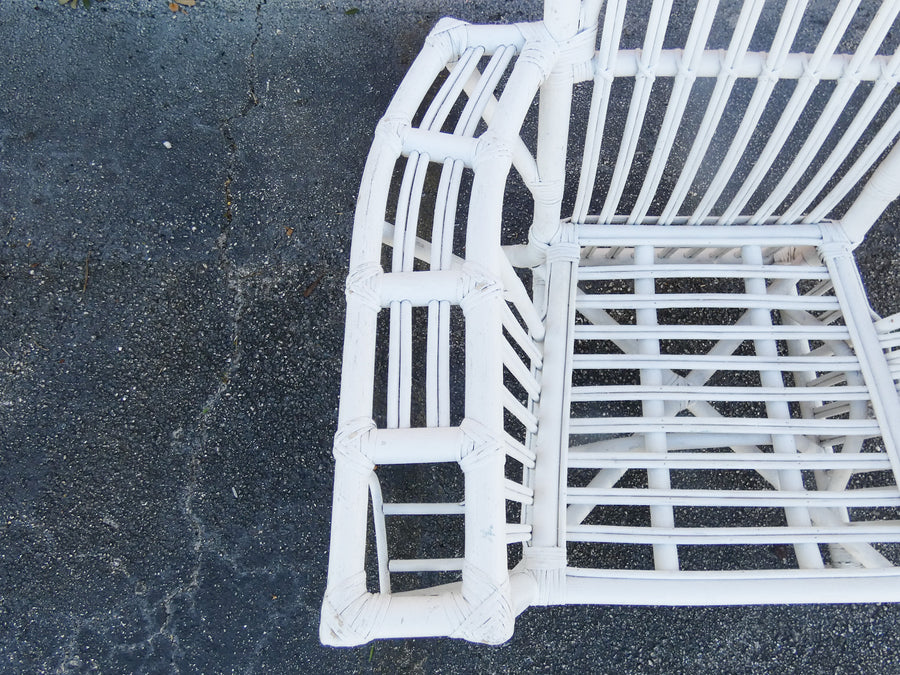 Pair of Stick Wicker Painted Lounge Chairs