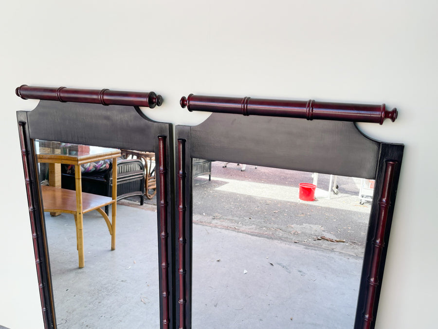 Pair of Faux Bamboo Mirrors