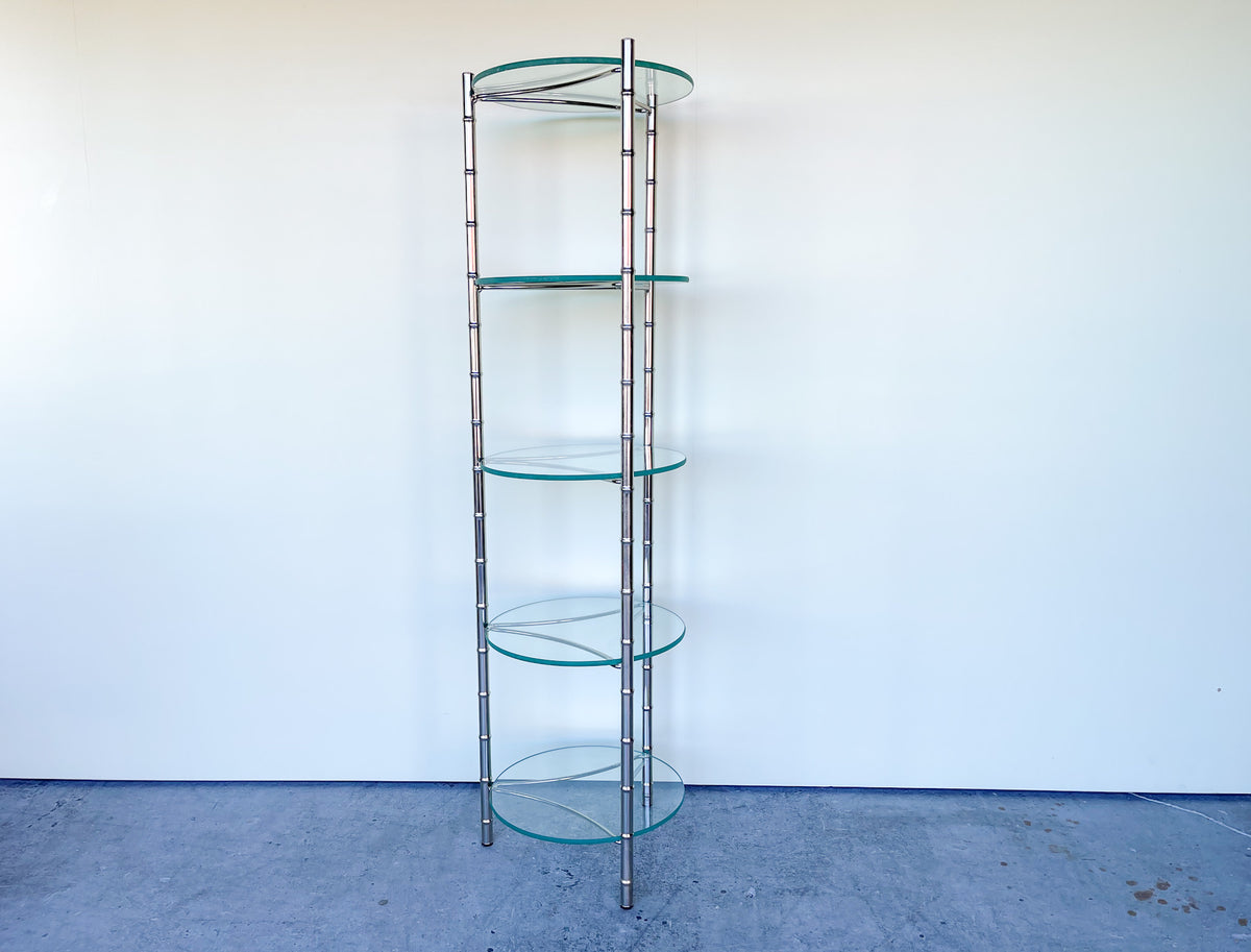Hollywood Regency Faux Bamboo Metal Etagere