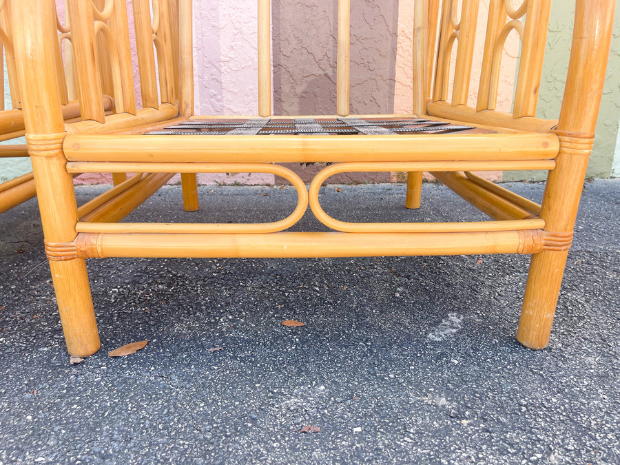 Pair of Old Florida Rattan Lounge Chairs