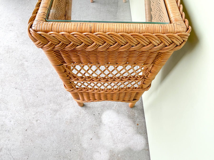 Braided Rattan Console