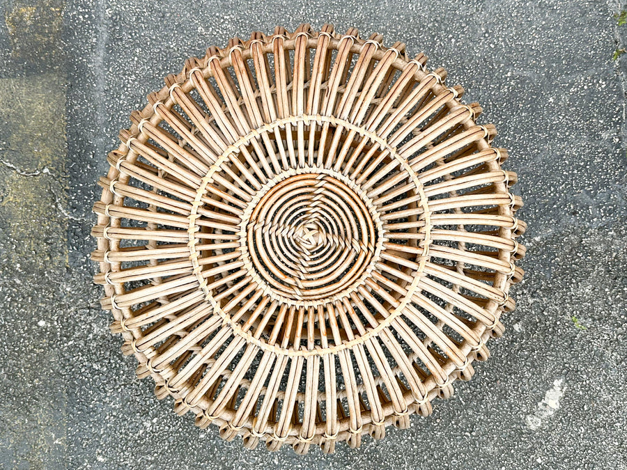 Pair of Albini Style Rattan Ottomans
