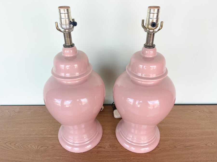 Pair of Pink Chic Ginger Jar Lamps