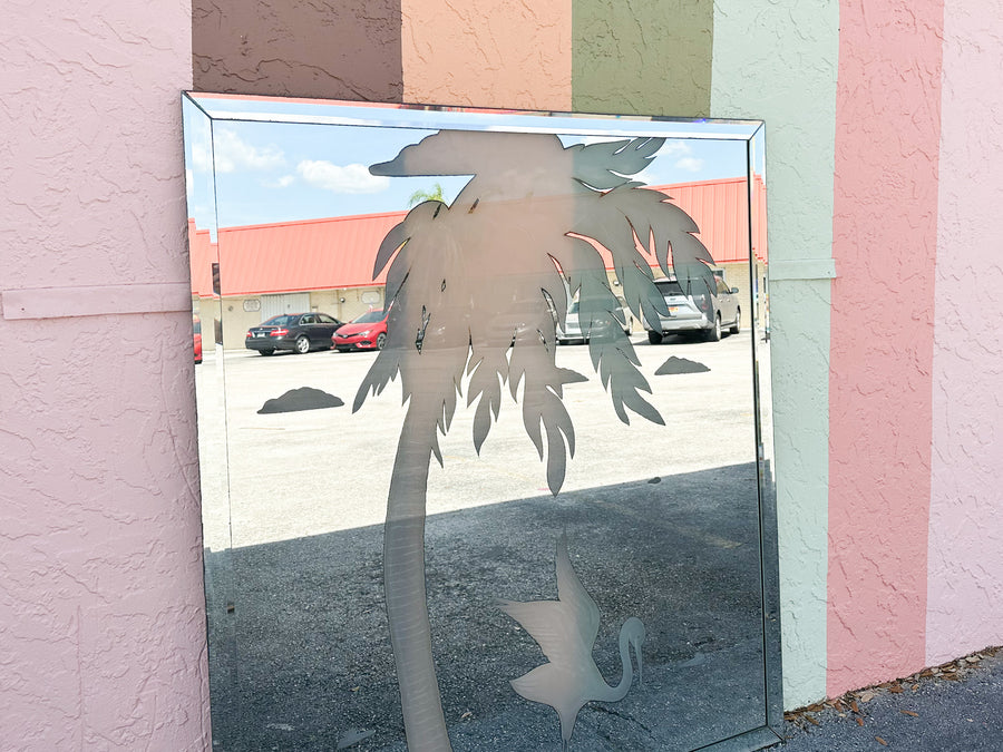 Large Heron and Palm Mirror