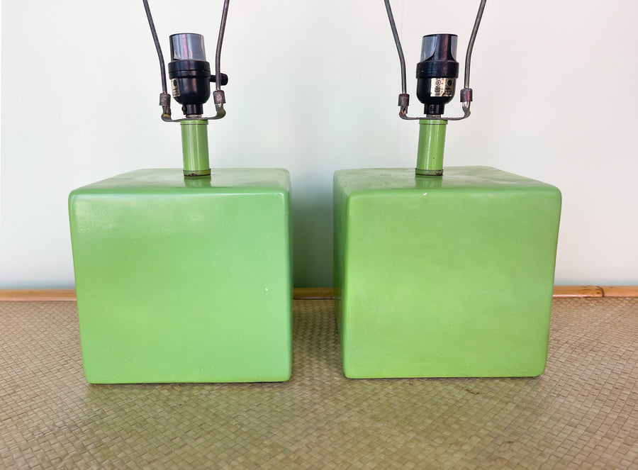 Pair of Lime Cube Lamps