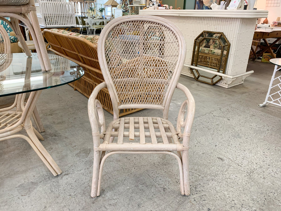 Set of Four Balloon Back Rattan Chairs and Table